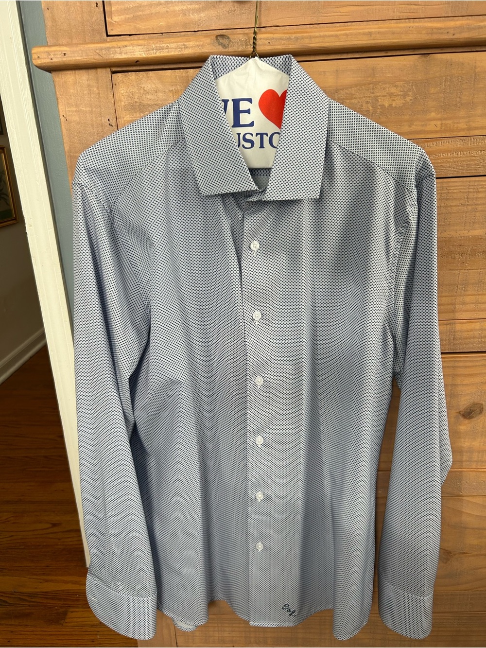 State & Liberty Men's Dress Shirt - Light Blue Micro-Pattern